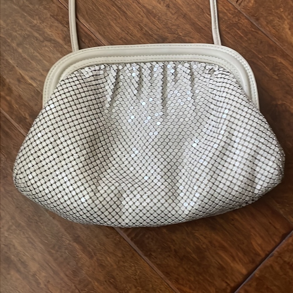 Whiting & Davis white mesh chain metal purse